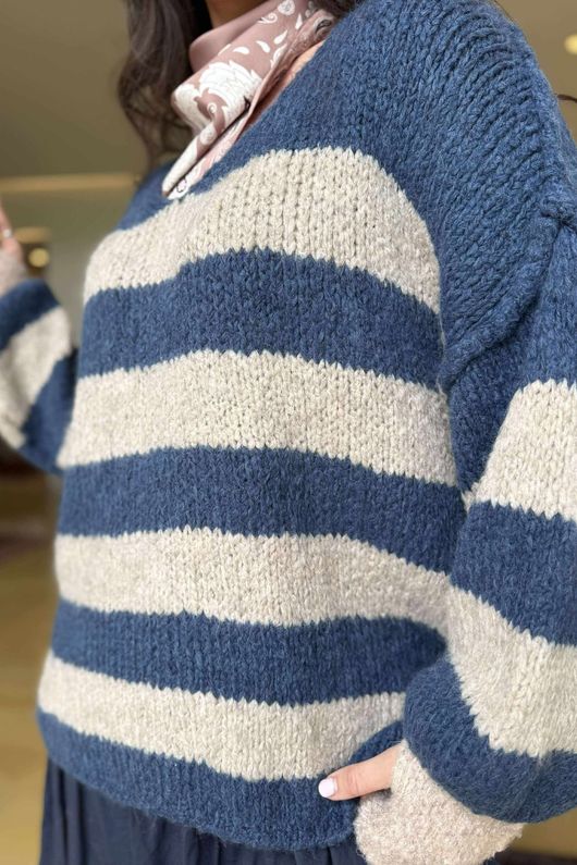 Big Softie Block Stripe Cobain Knit Denim